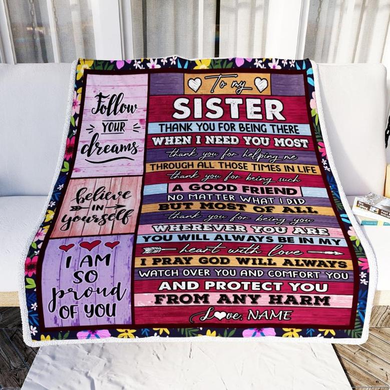 Personalized To My Sister Blanket from Brother You Will Always Be In My Heart Sister Birthday Thanksgiving Christmas Customized Fleece Throw Blanket