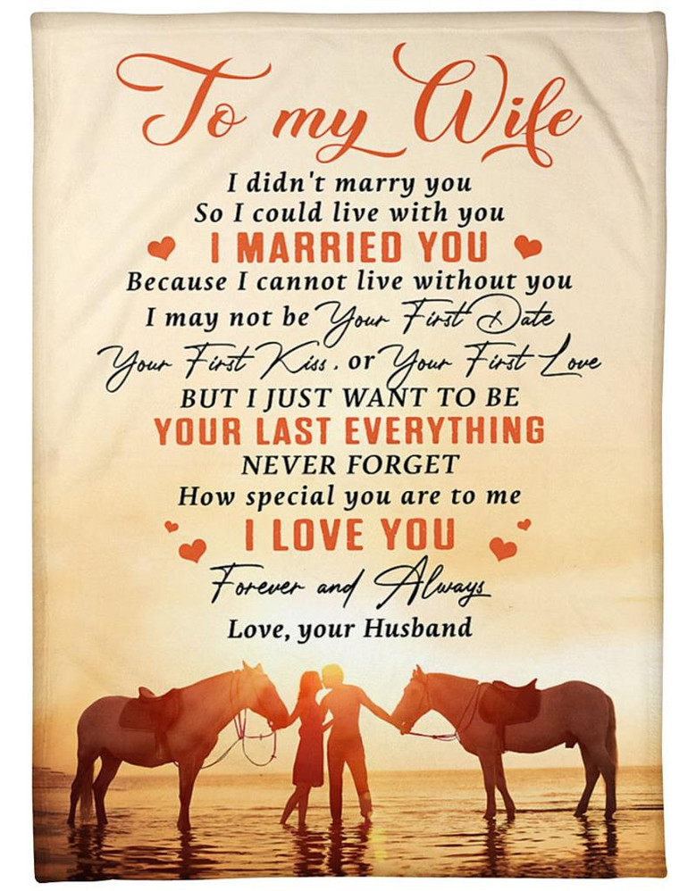 Personalized To My Wife Riding Horse Blanket From Husband, To My Wife I love You Forever And Always Horse Couple Blanket For Wife