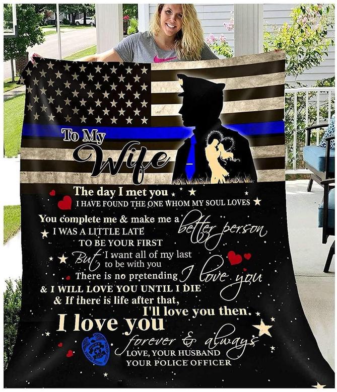 Police to My Wife Fleece Blanket from Husband I was A Little Late to Be Your First Great Blanket Gifts for Birthday Christmas Thanksgiving for Mother's Day
