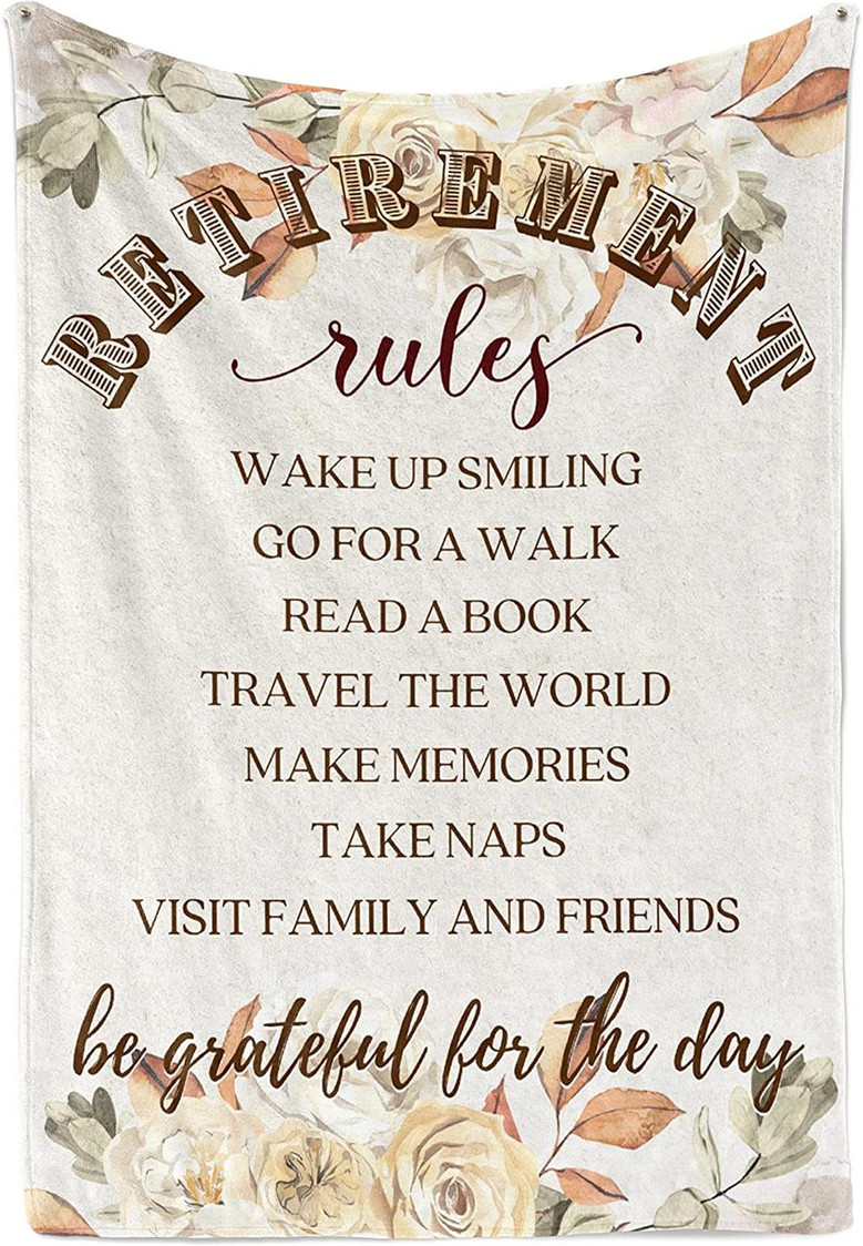 Retirement Blanket for Women Men, Friends, Mom, Dad, Grandma, Grandpa, Teachers, Bosses, Nurses - Retirement Rules