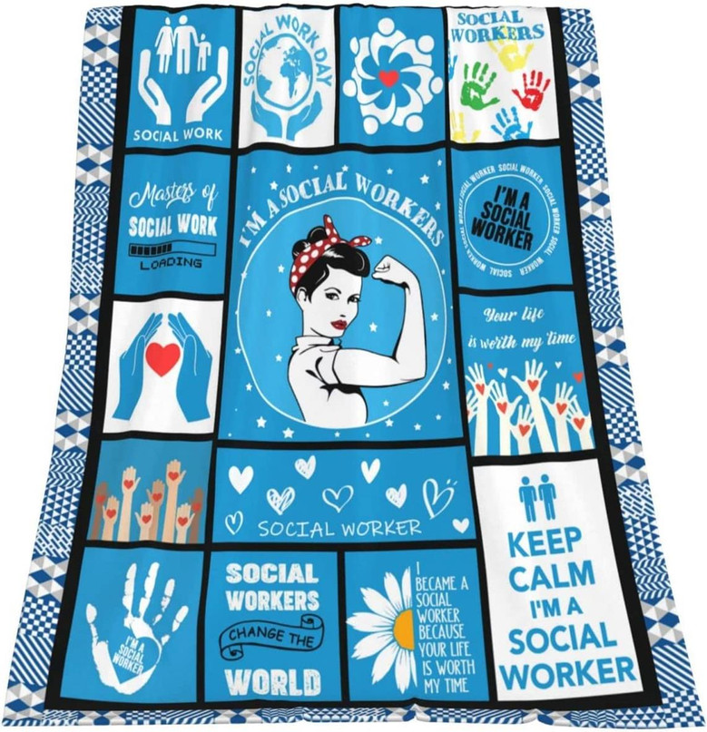 Social Worker Blanket, Social Worker Graduation Gifts for Her Him, Social Worker Appreciation Gifts for Women Men