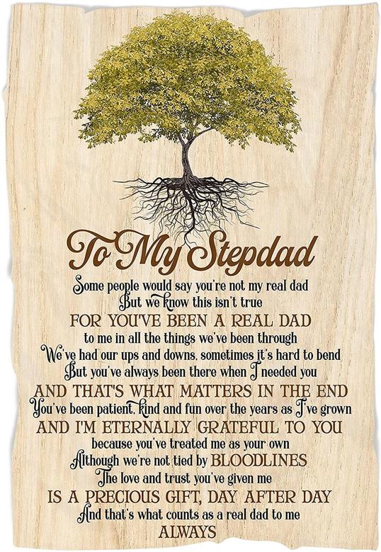 To My Stepdad Blanket - Family Tree Fleece Throw Blanket for Bonus Dad, Bonus Father, Gift for Birthday, Father's Day