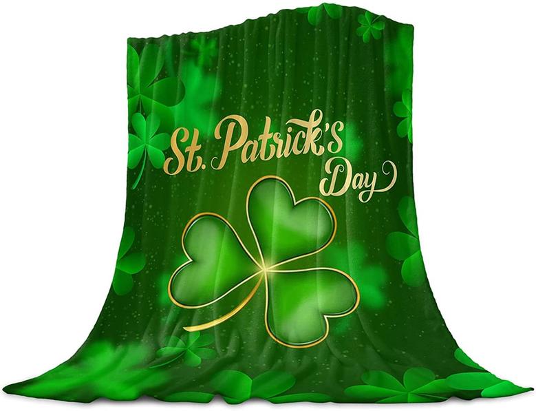 St.Patrick's Day Flannel Fleece Throw Blanket Lucky Shamrock Blanket