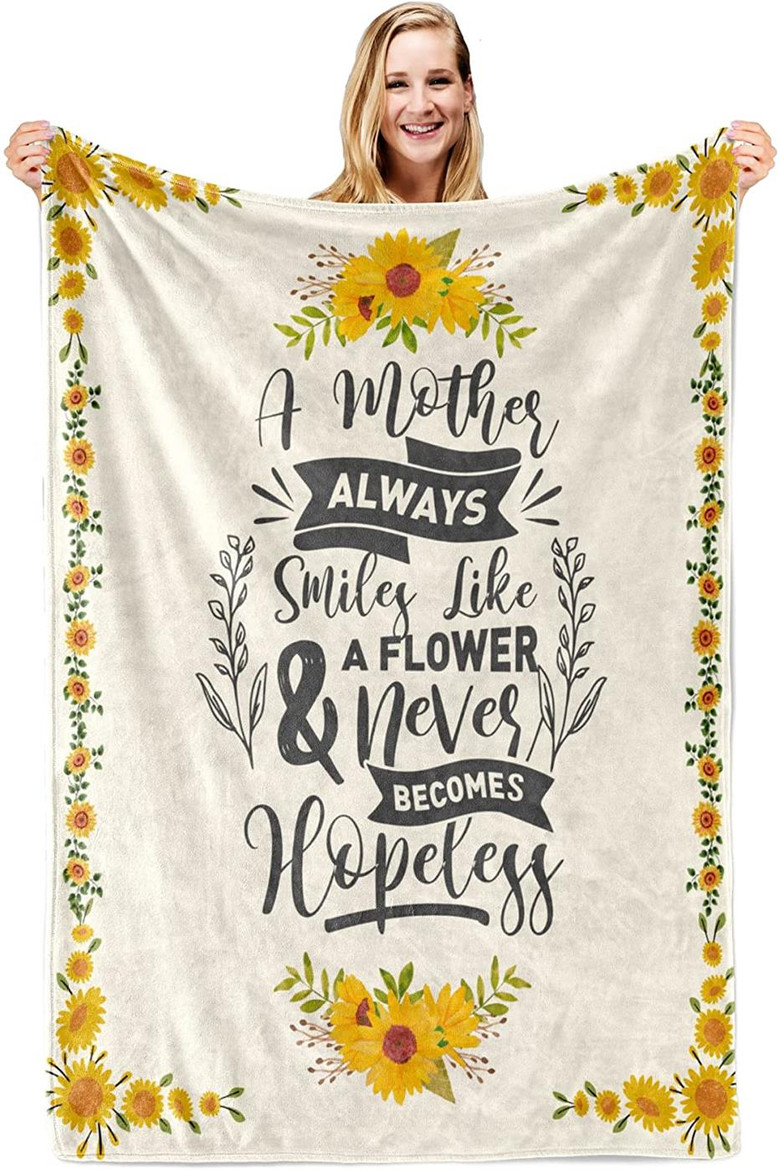 Sunflower Blanket for Mom, Flannel Throw Blankets for Mothers Dayfrom Daughter and Son