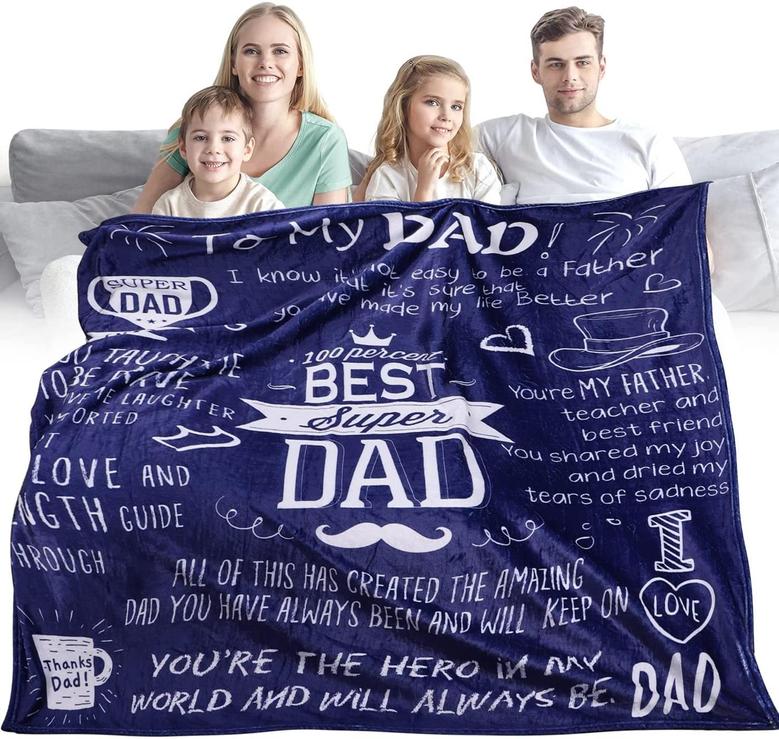 Throw Blanket to My Dad from Daughter Son Gifts for Fathers Day Best Super Dad Blanket