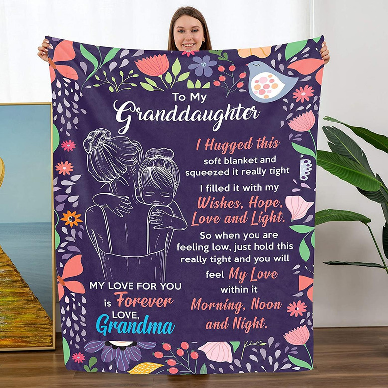 Throw Blanket for Granddaughter From Grandma, Gift For Mothers Day Birthday You are My Sunshine