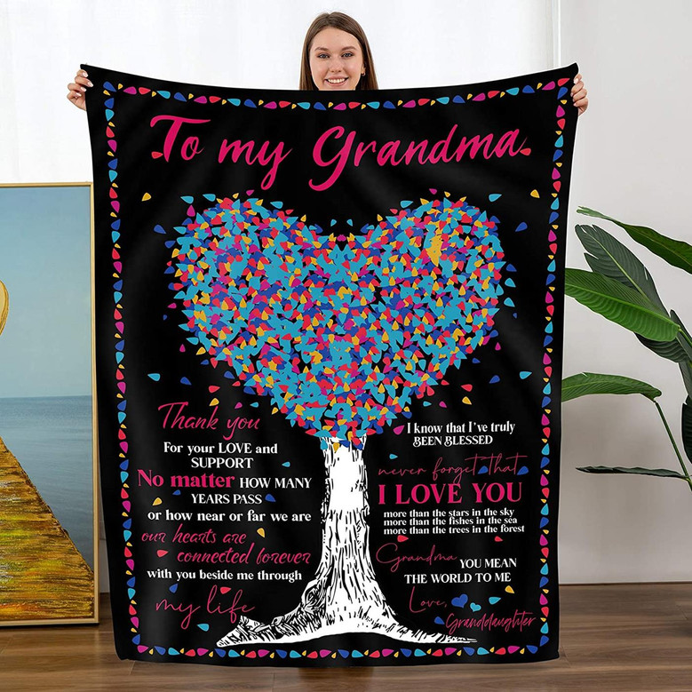 Throw Blanket To My Grandma Gift from Granddaughter Mothers Day Birthday Soft Throw Bed Blanket