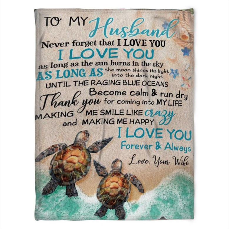 A Turtle Blanket. To My Husband, Thank You For Coming Into My Life. Gift For Husband Family Home Decor Bedding Couch