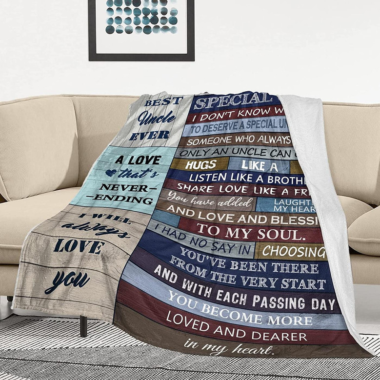 Uncle Gifts Blanket - Uncle Gifts from Niece and Nephew - Best Uncle Ever Gift Ideas Blankets
