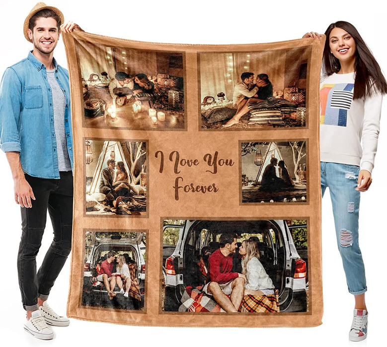 Valentine's Day Custom Soft Blanket Gifts for Couples Women Men Her Him Anniversary Birthday Personalized Throw Blankets with Photos Name Customized