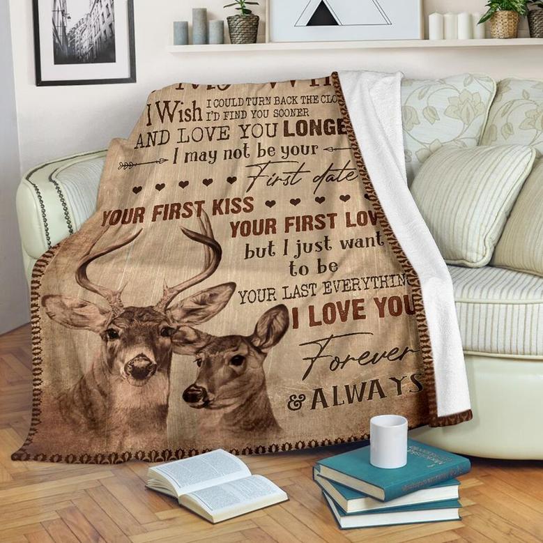 To My Wife Deer Vintage Blanket From Husband To My Wife I May Not Be Your First Date Blanket Gift For Wife Wife Blanket