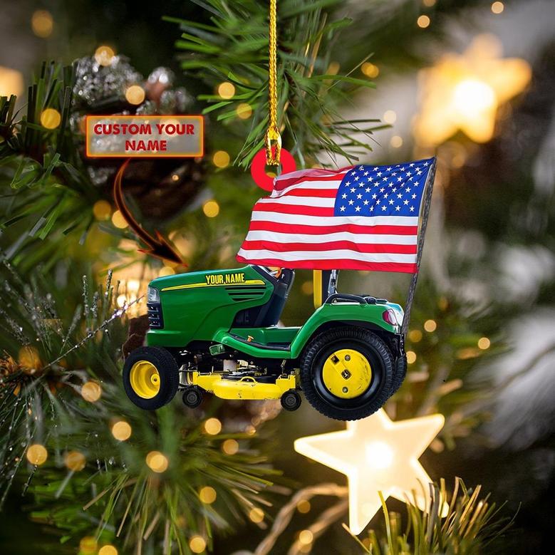 Ornament - America Tractor Custom Shaped Flat Ornament, Gift for Tractor, Christmas Ornament Decor, Home Decor