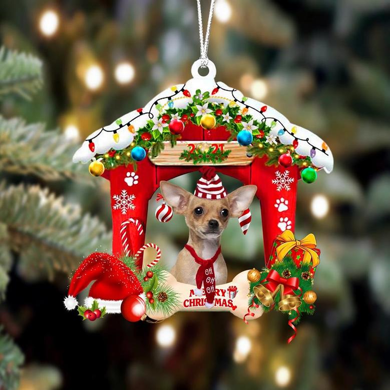 Ornament- Chihuahua2-Christmas House Two Sided Ornament, Happy Christmas Ornament, Car Ornament