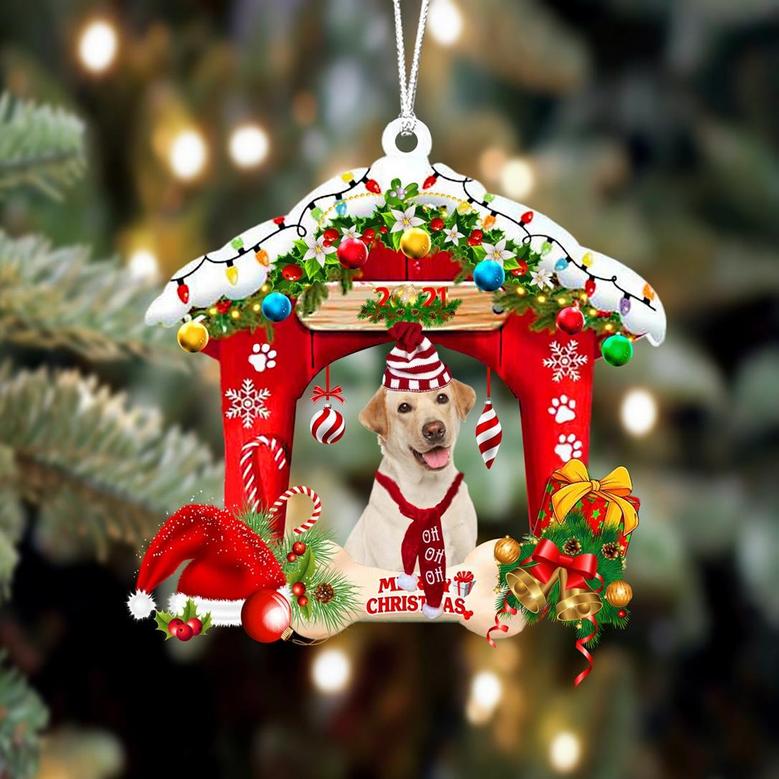Ornament- Labrador-Christmas House Two Sided Ornament, Happy Christmas Ornament, Car Ornament