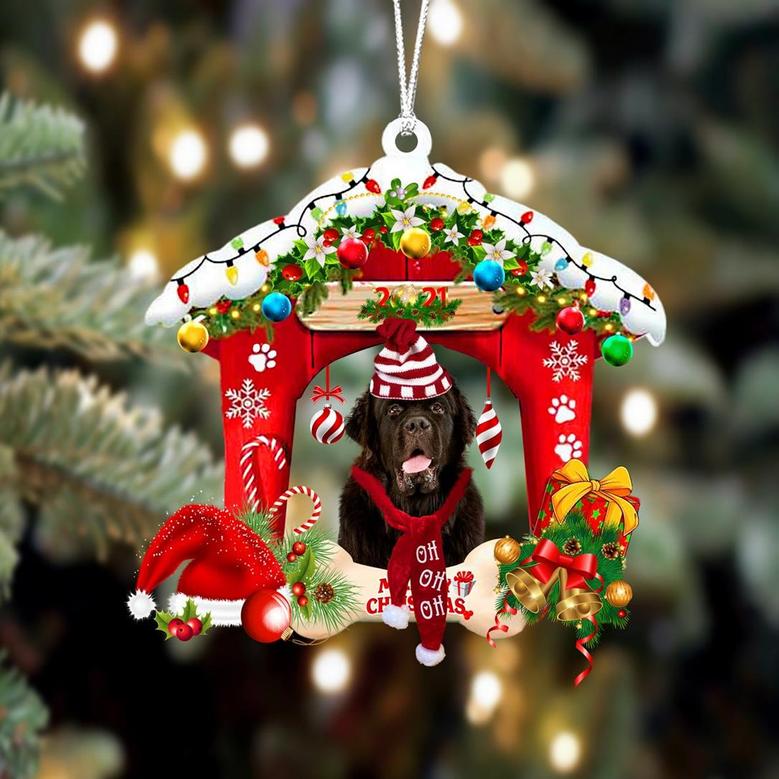 Ornament- Newfoundland-Christmas House Two Sided Ornament, Happy Christmas Ornament, Car Ornament