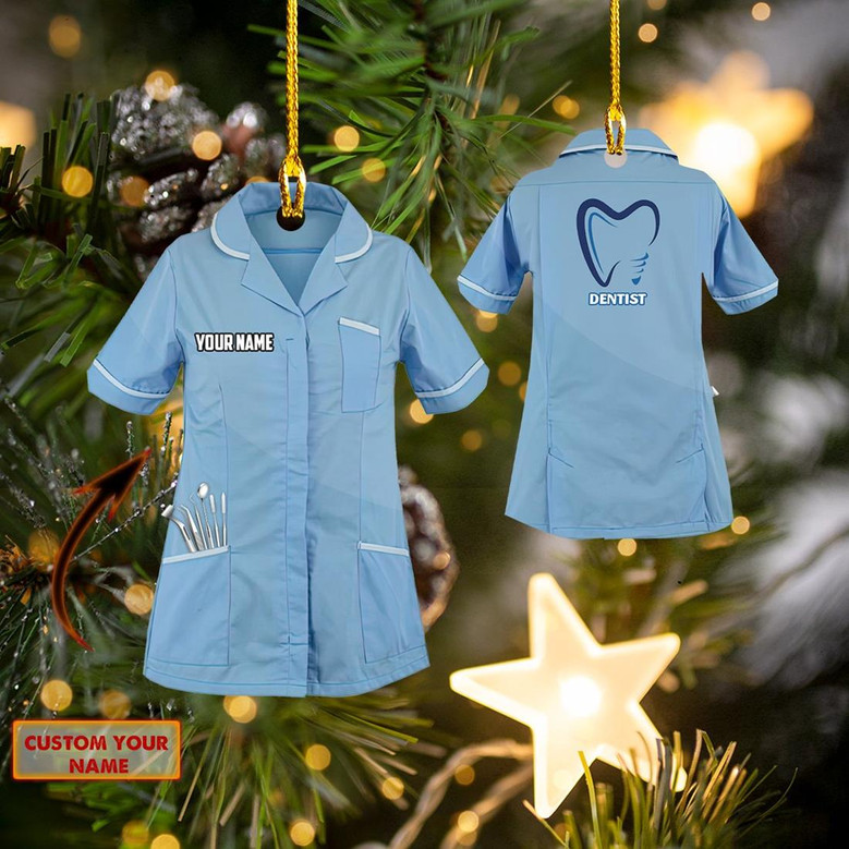 Ornament - Personalized Custom Name Dentist Custom Shaped Flat Ornament Christmas