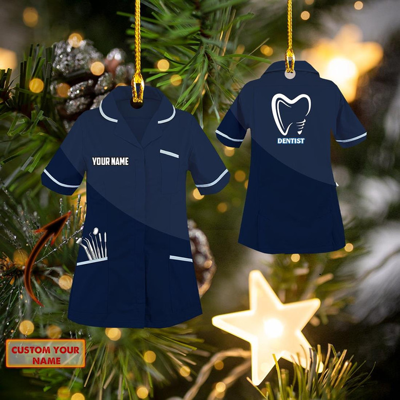 Ornament - Personalized Custom Name Dentist Custom Shaped Flat Ornament Christmas