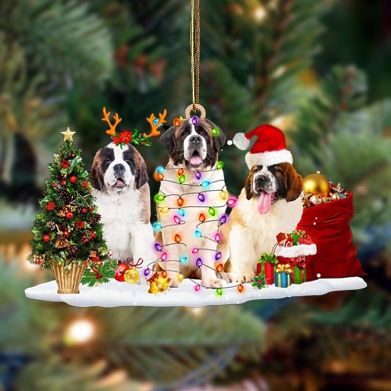 Ornament- St Bernard-Christmas Dog Friends Hanging Ornament, Happy Christmas Ornament, Car Ornament