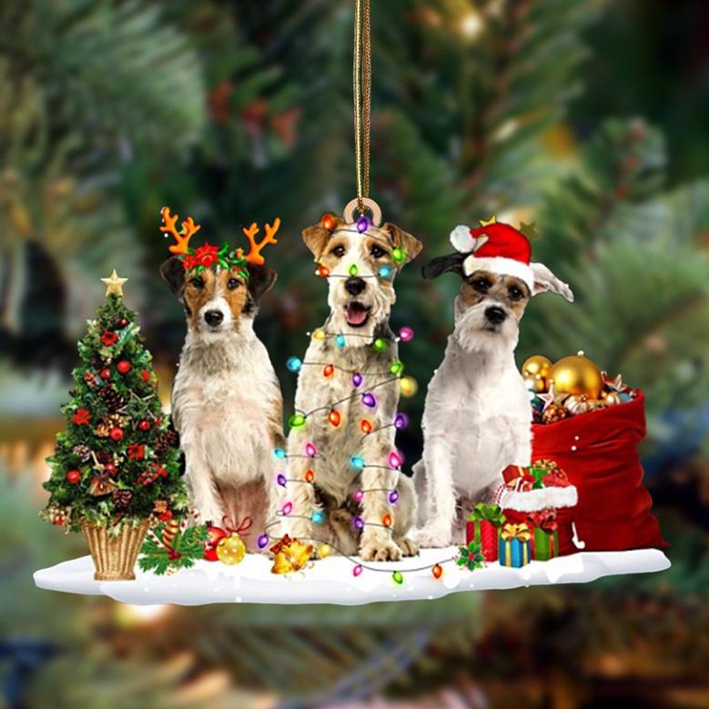 Ornament- Wire Fox Terrier-Christmas Dog Friends Hanging Ornament, Happy Christmas Ornament, Car Ornament