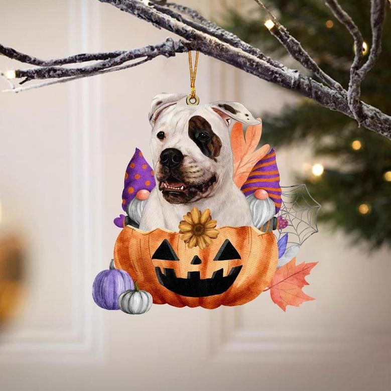 American Bulldog-Gnomes Pumpkins Hanging Ornament