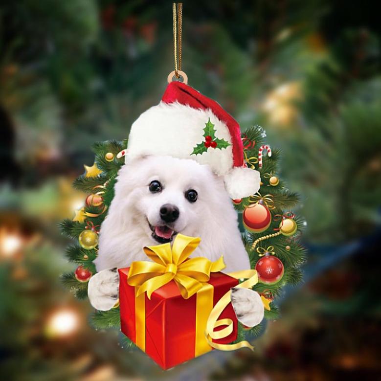 American Eskimo Dog-Dogs give gifts Hanging Ornament