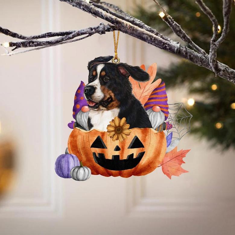 Bernese Mountain Dog-Gnomes Pumpkins Hanging Ornament