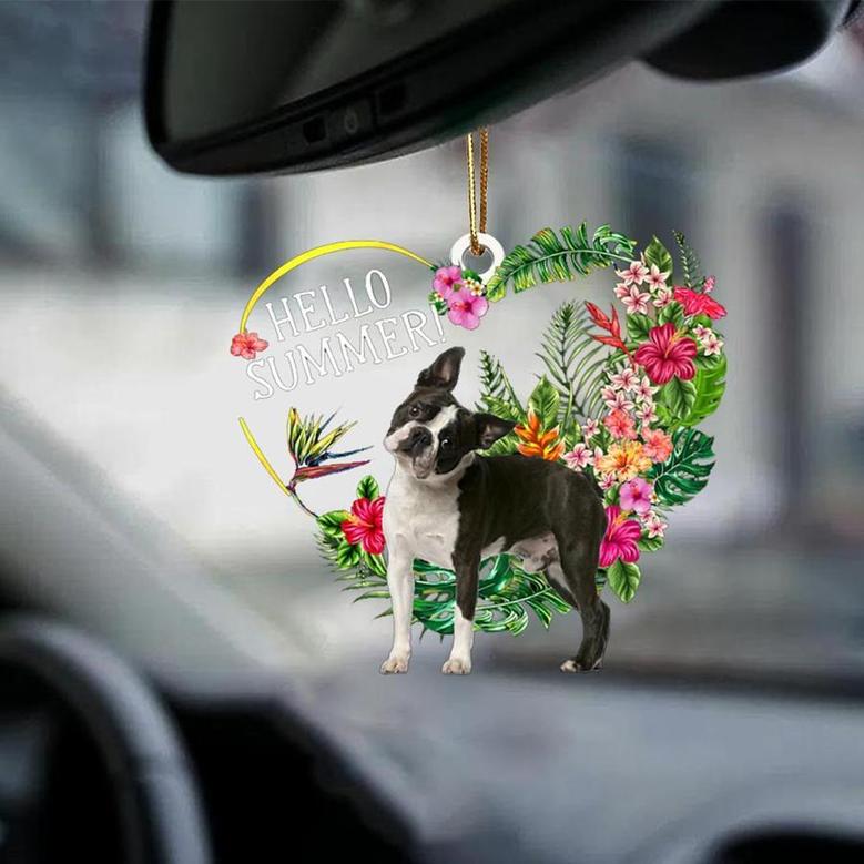 Boston Terrier-Hello Summer-Two Sided Ornament