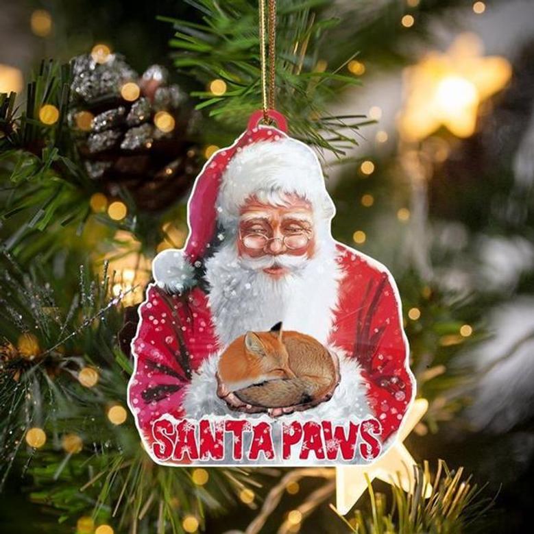 Fox-Santa Paws-Two Sided Ornament