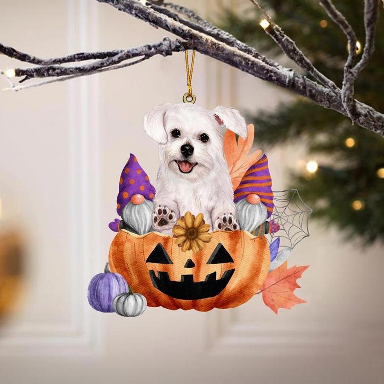 Maltese-Gnomes Pumpkins Hanging Ornament