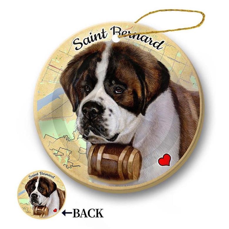 Map dog Ornament-Saint Bernard Hanging Ornament