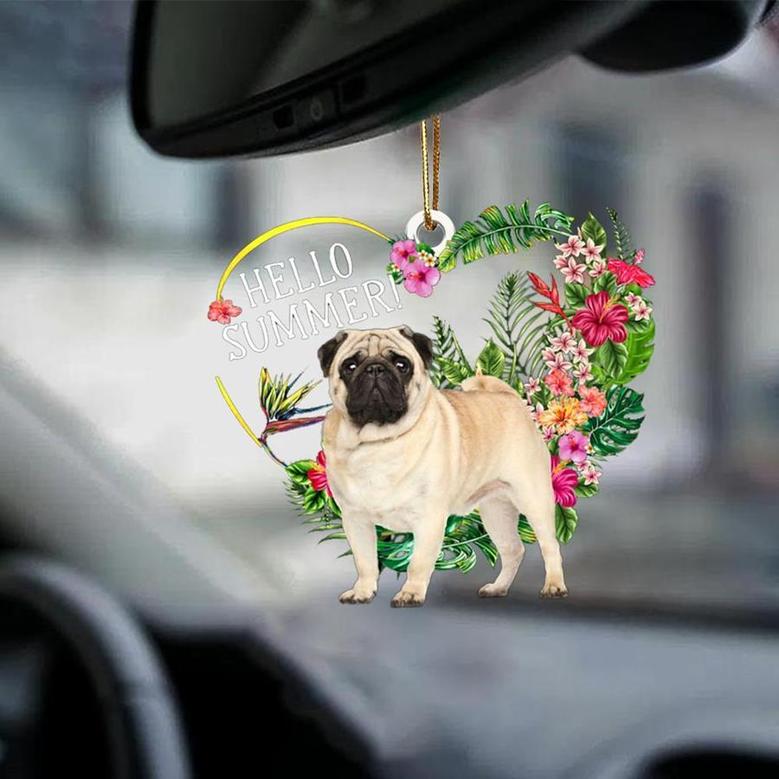 Pug-Hello Summer-Two Sided Ornament