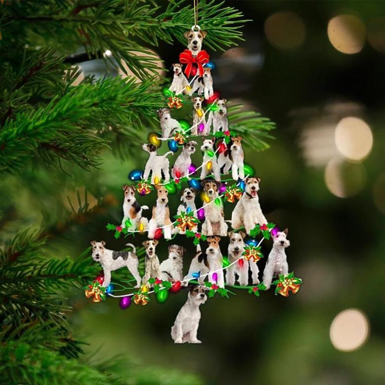 Wire Fox Terrier-Christmas Tree Lights-Two Sided Ornament