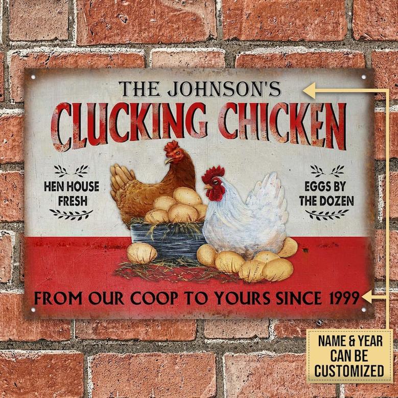 Personalized Chicken Clucking Chicken Customized Classic Metal Signs, Fluffy Butt Hut Spoiled -Metal Chicken Coop Sign, Metal Chicken Sign