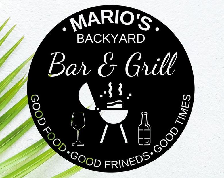 Bar & Grill Sign-Bar Signs-Personalized Bar Sign-Custom Signs-Wedding Gift-Father's Day Sign-Father's Day Gift-Gifts for Men