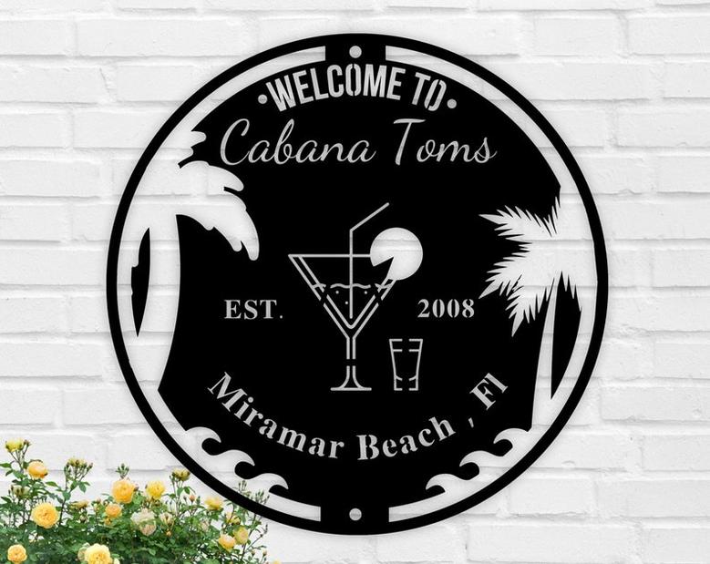 Cabana Sign-Beach Bar Sign-Personalized Bar Sign-Tiki Bar Sign-Carved Signs-Pool Signs-Custom Signs-Pool Bar-Father's Day Gift-Metal Sign
