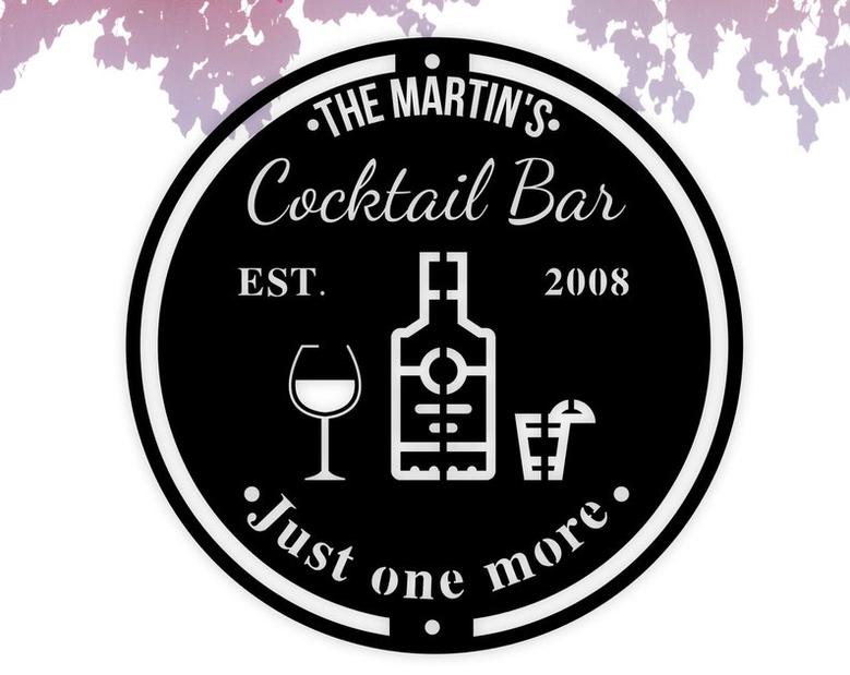 Cocktail Bar-Bar Signs-Personalized Bar Sign-Personalized Signs-Bar Decor-Man Cave-Custom Gift-Father's Day Gift-Custom Bar Sign-Metal Sign