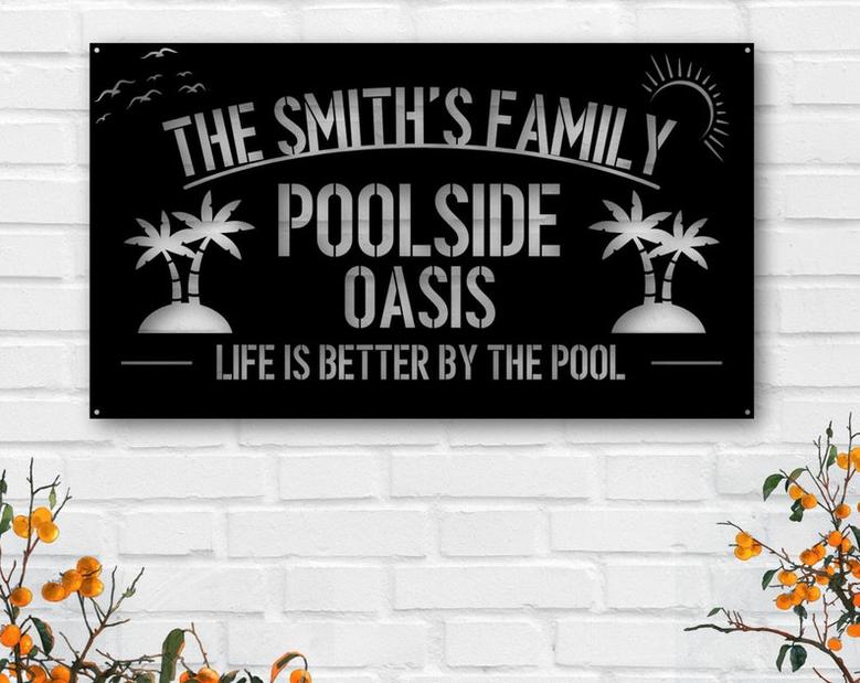 Custom Family name poolside Bar & Grill Sign-Bar Signs-Personalized Bar Sign-Custom Signs-Wedding Gift-Father's Day Sign-Gifts for Men
