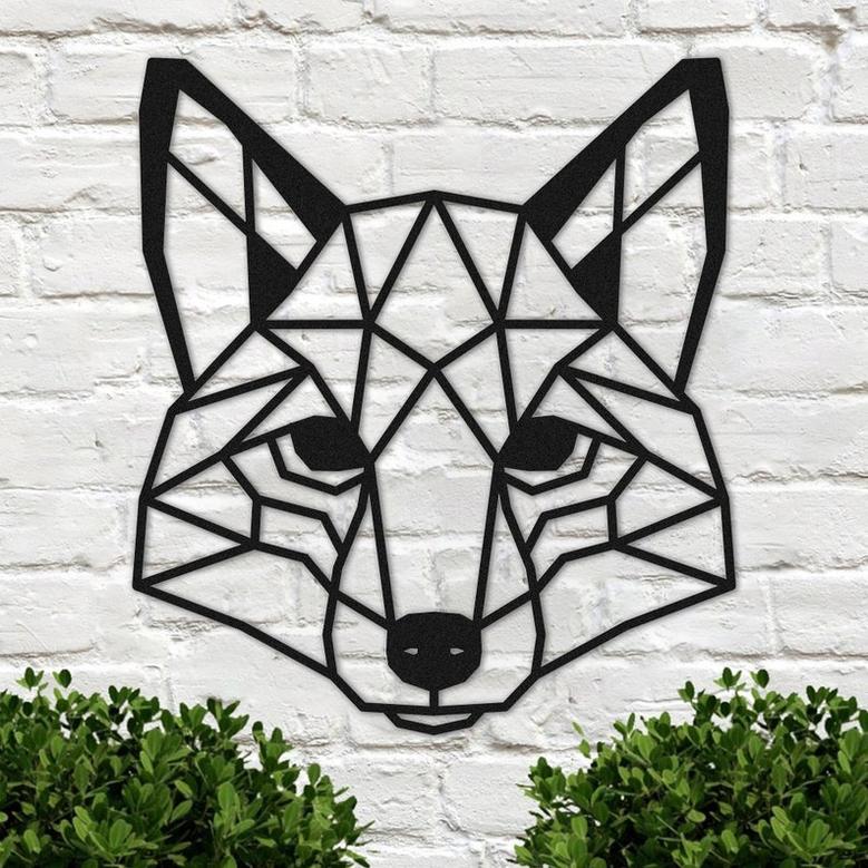 Cute Fox Metal Sign, Metal Geometric Fox Art Sign, Fox Metal Wall Decor for Bedroom Home Decor, Wildlife Lover Sign, Housewarming Gift