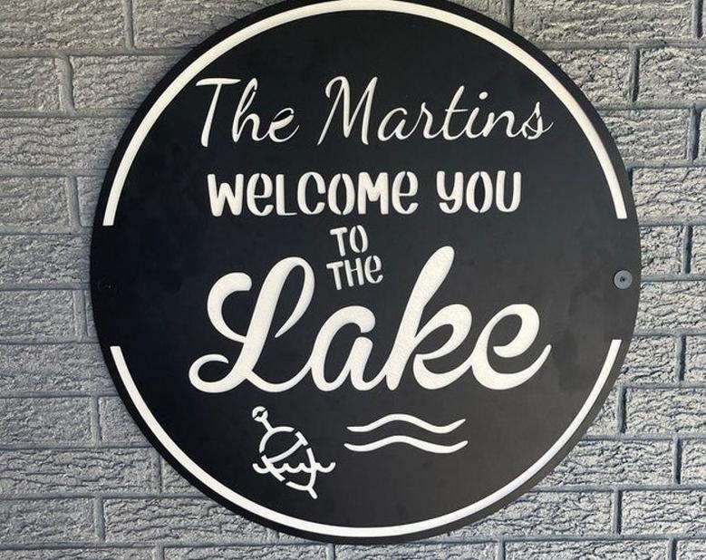 Lake Custom Metal Monogram-Family Name or Welcome Sign-Personalized Lake house sign-Custom Cabin Sign-Lake house decor-camp decor