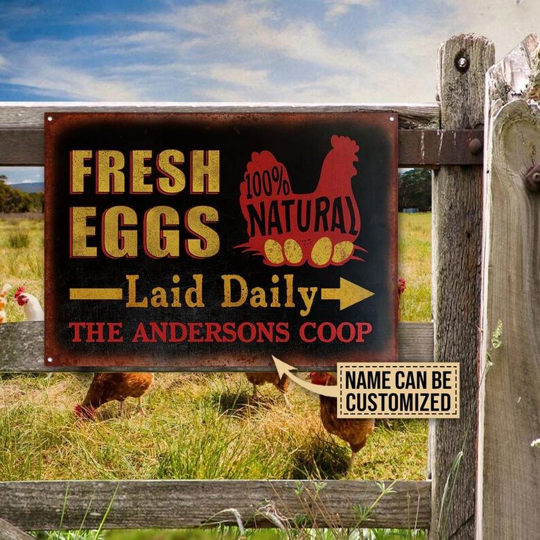 Personalized Chicken Fresh Eggs Laid Daily Customized Classic Metal Signs- Chicken Coop- Chicken Coop-Chicken Sign,Metal Chicken Coop Sign