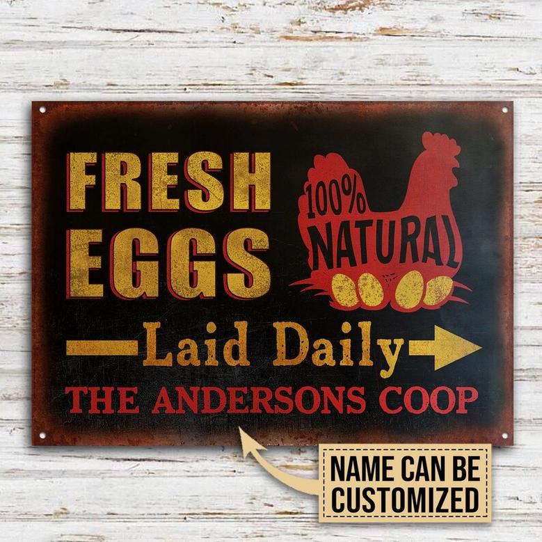 Personalized Chicken Fresh Eggs Laid Daily Customized Classic Metal Signs- Chicken Coop- Chicken Coop-Chicken Sign,Metal Chicken Coop Sign