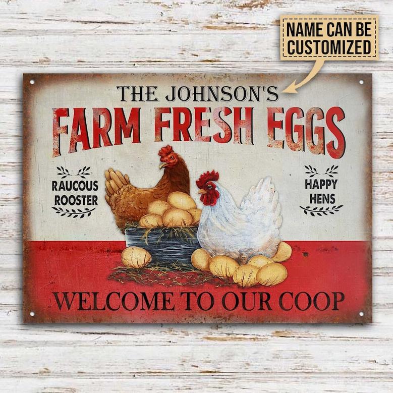 Personalized Chicken Welcome To Our Coop Customized Classic Metal Signs- Chicken Coop- Chicken Coop-Chicken Sign,Metal Chicken Coop SignSign