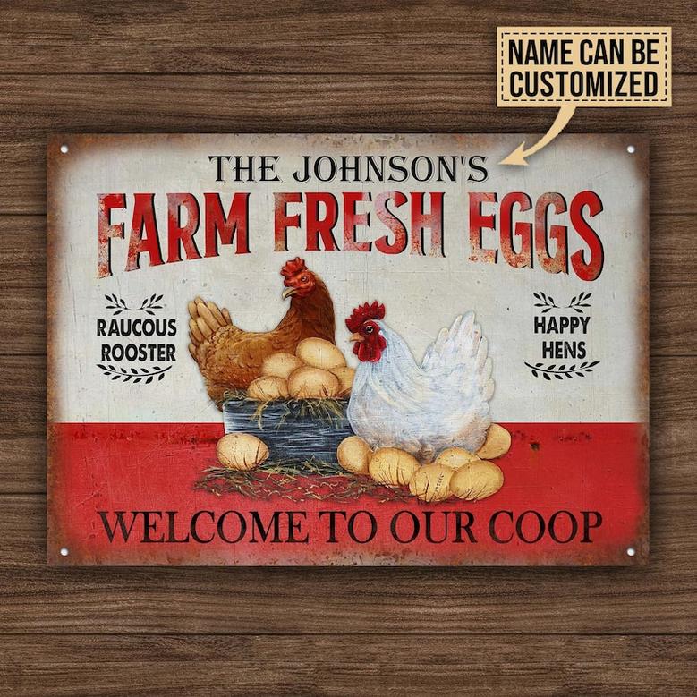 Personalized Chicken Welcome To Our Coop Customized Classic Metal Signs- Chicken Coop- Chicken Coop-Chicken Sign,Metal Chicken Coop SignSign