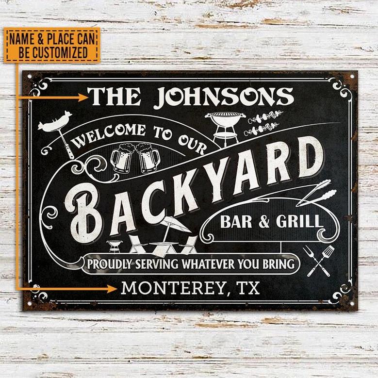 Personalized Grilling Backyard Whatever You Bring Black Custom Classic Metal Signs, Backyard BBQ Sign, Kitchen Decor, BBQ Signs Metal Signs