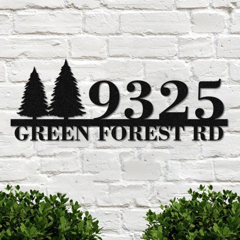 Personalized Metal Address Name Sign, Custom Tree Metal House Name Number Plaque Sign, Mailbox Sign, Address Sign for House, Outdoor Sign