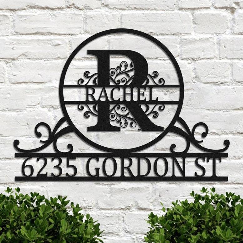 Personalized Metal Monogram Address Sign, Custom Metal House Number Sign, Metal Street Address Plaque Wall Art, Outdoor Yard Front Door Sign