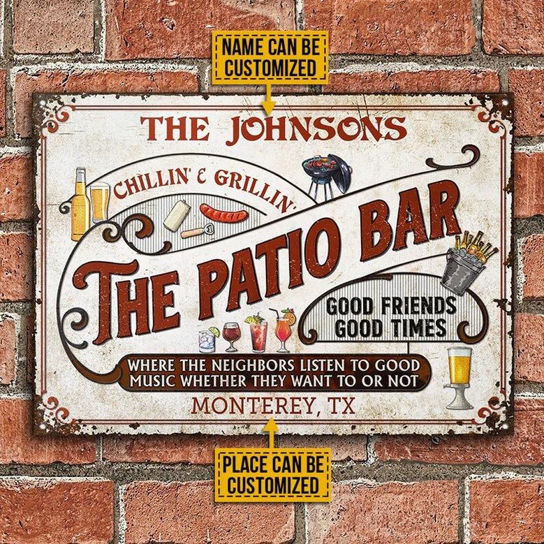 Personalized Patio Grilling Red Listen To The Good Music Chillin Custom Classic Metal Signs| Custom Metal Patio Sign| Custom Metal Pool Sign