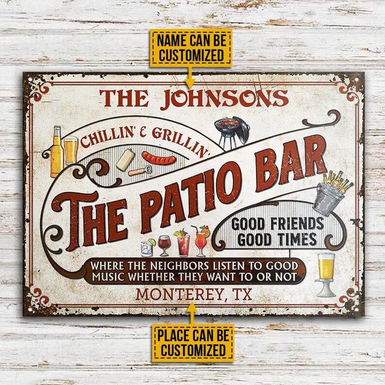 Personalized Patio Grilling Red Listen To The Good Music Chillin Custom Classic Metal Signs| Custom Metal Patio Sign| Custom Metal Pool Sign