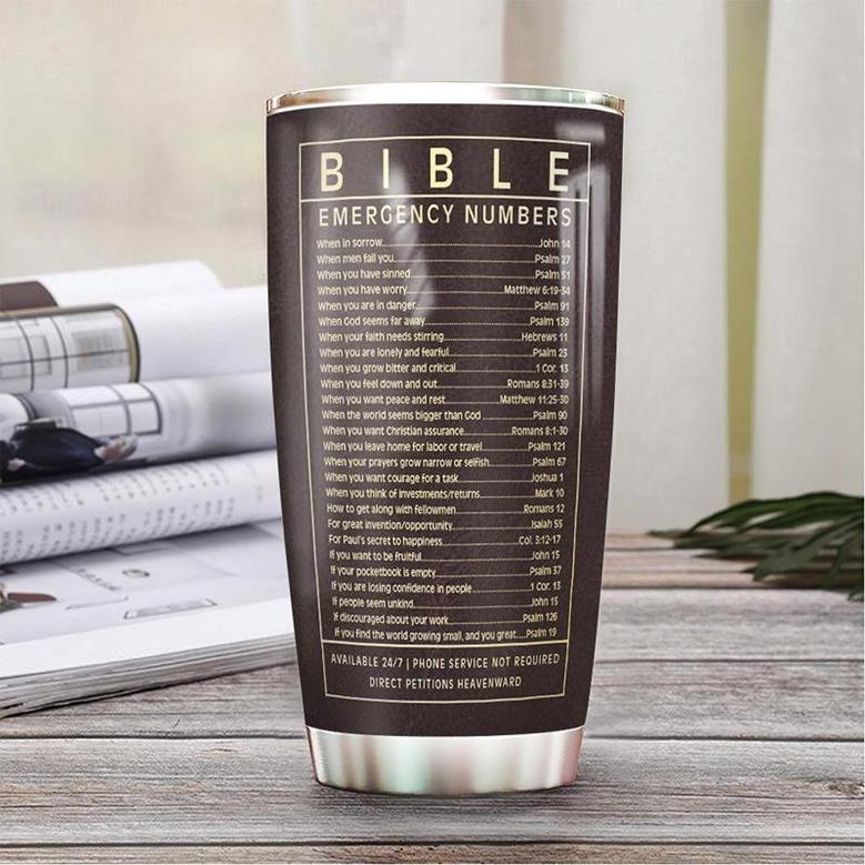 Bible Number Leather Personalized Stainless Steel Tumbler 20Oz