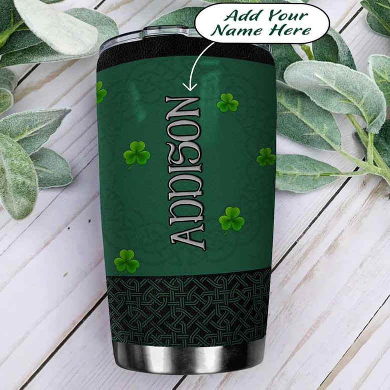 Irish Clover Celtic Pattern Personalized Stainless Steel Tumbler 20Oz